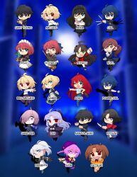  2boys 6+girls ahoge antenna_hair aozaki_aoko apron arcueid_brunestud arima_miyako arm_at_side arm_up armor armored_dress artoria_pendragon_(fate) ascot atlas_academy_uniform beret black_bow black_capelet black_eyes black_hair black_hairband black_keys_(type-moon) black_robe black_skirt black_socks blonde_hair blue_bow blue_dress blue_eyes blue_hair blue_jacket blue_kimono blue_pants blue_ribbon blue_skirt bomber_jacket boots bow braid braided_ponytail briefcase broom brown_boots brown_dress brown_eyes brown_hair cactus capelet chibi chinese_clothes ciel_(tsukihime) clenched_hand cup curtained_hair denim dress dual_persona empty_eyes excalibur_(fate/stay_night) fighting_stance fingernails floating_hair folding_knife formal_clothes frilled_apron frills gakuran gauntlets gloves green_eyes grey_eyes grin hair_bow hair_intakes hair_ornament hair_over_one_eye hair_scrunchie hairband hands_on_own_face hat hisui_(tsukihime) holding holding_weapon index_finger_raised jacket japanese_clothes jeans kimono knife kohaku_(tsukihime) laughing len_(tsukihime) long_hair long_skirt lord_camelot_(fate) lyn_(shunao) maid maid_apron maid_headdress mash_kyrielight melty_blood melty_blood:_type_lumina miniskirt mixed_maids multiple_boys multiple_girls mystic_eyes_of_death_perception nanatsu-yoru nanaya_shiki noel_(tsukihime) nun one_eye_closed open_mouth pants pantyhose pink_hair plant pointy_ears pom_pom_(clothes) potted_plant powered_ciel purple_hair purple_shirt purple_skirt red_arcueid red_eyes red_jacket red_ribbon red_shirt reverse_grip ribbon riesbyfe_stridberg robe ryougi_shiki saber_(fate) school_uniform scrunchie seventh_holy_scripture sharp_fingernails shirt short_hair siblings side_ponytail side_slit sion_eltnam_(type-moon) sion_eltnam_atlasia sisters skirt sleeveless sleeveless_shirt smile socks souya_high_school_uniform standing standing_on_one_leg sweater t-shirt tea tohno_akiha tohno_shiki true_apocrypha tsukihime tsukihime_(remake) turtleneck turtleneck_sweater twins two_side_up vampire very_long_hair violet_eyes weapon white_hair white_shirt white_skirt white_sweater wing_collar yellow_ascot yellow_eyes yellow_sweater yumizuka_satsuki 