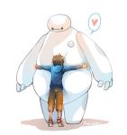  1boy artist_name baymax big_hero_6 black_hair disney heart hiro_takachiho hug robot se-lene short_hair spoken_heart 