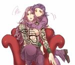  2boys couch diavolo freckles jojo_no_kimyou_na_bouken long_hair miyuzu multiple_boys pink_hair purple_hair sweater vinegar_doppio yellow_eyes 