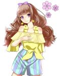  1girl amanogawa_kirara blush brown_hair dress female go!_princess_precure hairband long_hair precure purple_eyes smile solo twintails 