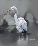  bird crane_(animal) dated no_humans original solo tsuda_nanafushi wading 