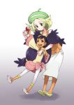  2girls :d bad_id bel_(pokemon) blonde_hair dark_skin green_eyes hat highres holding holding_poke_ball hug hug_from_behind iris_(pokemon) leggings long_hair looking_at_another matsuryuu multiple_girls open_mouth orange_legwear pantyhose poke_ball pokemon pokemon_(game) pokemon_bw purple_hair shoes short_hair skirt smile two_side_up very_long_hair white_legwear 