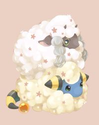  alice0701 closed_mouth commentary_request flower green_eyes highres horns lying mareep no_humans pokemon pokemon_(creature) pokemon_focus sheep sidelocks tail wooloo yellow_eyes 