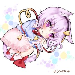  1girl animal_ears black_hairband blue_shirt cat_ears cat_girl cat_tail collared_shirt commentary_request disembodied_linked_eye eyeball floral_print frilled_shirt_collar frilled_sleeves frills hair_ornament hairband heart heart_hair_ornament highres ichinose_aki kemonomimi_mode komeiji_satori long_sleeves looking_at_viewer pink_eyes pink_hair pink_skirt pink_socks print_skirt red_slippers ribbon-trimmed_collar ribbon_trim rose_print sample_watermark shirt skirt slippers socks solo tail touhou twitter_username watermark wide_sleeves 