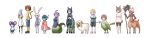  6+girls absurdres ahoge animal_ears blonde_hair blue_hair breasts bunny_tail centaur centauroid chinese_zodiac cow_girl cow_tail dog_ears dog_tail feathered_wings fur glasses green_eyes green_skin grey_hair halberd harpy heterochromia highres horns konzu_mei lamia lineup long_image monkey_tail monster_girl mouse_ears mouse_tail multiple_girls multiple_legs navel original pink_hair pointy_ears polearm purple_hair rabbit_ears red_eyes redhead sheep_girl sheep_horns short_hair simple_background smile tail talons tiger_stripes tiger_tail violet_eyes weapon white_background wide_image wings 