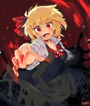  1girl blonde_hair bow darkness hair_bow iroyopon open_mouth red_eyes red_nose rumia short_hair solo touhou 