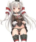  1girl amatsukaze_(kantai_collection) brown_eyes chikuwa_daimyojin gloves hairband kantai_collection long_hair panties silver_hair solo underwear uniform 