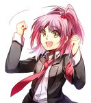  1girl aki_(neyuki41028) hinamori_amu necktie pink_hair ponytail school_uniform shugo_chara! smile solo yellow_eyes 