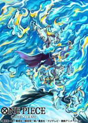  1boy blonde_hair blue_theme blue_wings clenched_teeth commentary_request copyright_name male_focus marco_(one_piece) oden_(odenzzi) official_art one_piece one_piece_card_game pants profile purple_shirt sash shirt teeth wings 