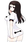  1girl ass baymax big_hero_6 black_hair breasts chan_co large_breasts long_hair looking_at_viewer short_sleeves simple_background solo thigh-highs violet_eyes white_background white_legwear zettai_ryouiki 
