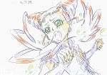  1girl arm_warmers color_trace crying cure_lemonade drill_hair hair_ornament highres jewelry kasugano_urara_(yes!_precure_5) long_hair magical_girl open_mouth partially_colored precure running sketch solo traditional_media twin_drills twintails yes!_precure_5 yes!_precure_5_gogo! 