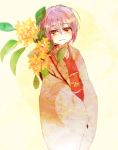 1girl japanese_clothes kimono no_hat obi purple_hair red_eyes sash shimana_(cs-ts-az) short_hair smile solo sukuna_shinmyoumaru touhou 