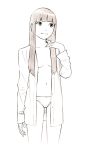  1girl dress_shirt long_hair monochrome original shirt sketch solo traditional_media yoshitomi_akihito 
