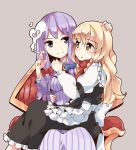  2girls blonde_hair bow braid chair cigarette cookie_(touhou) hair_bow hand_on_head heart heart-shaped_pupils hug kirisame_marisa long_hair mars_(cookie) multiple_girls no_hat patchouli_knowledge purple_hair ribbon scarf smile symbol-shaped_pupils taisa_(cookie) touhou violet_eyes yellow_eyes yoshinaga_p 