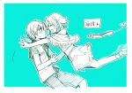  1boy 1girl aki_(neyuki41028) amy_(suisei_no_gargantia) casual closed_eyes couple flying_squirrel incoming_hug ledo_(suisei_no_gargantia) monochrome short_hair squirrel suisei_no_gargantia vest 