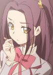  1girl frown kurokawa_eren long_hair looking_at_viewer manji_(tenketsu) precure purple_hair ribbon school_uniform seiren_(suite_precure) solo suite_precure yellow_eyes 