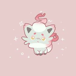  :< animal_focus bright_pupils chibi closed_mouth commission fox full_body grey_fur hisuian_zorua joo_gumoon looking_at_viewer lowres neck_fur no_humans pink_background pokemon pokemon_(creature) pokemon_focus red_fur simple_background sitting solo white_pupils yellow_eyes 
