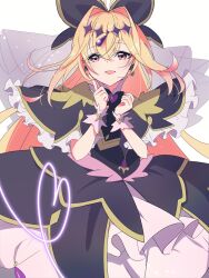  absurdres antenna_hair black_capelet black_dress blonde_hair brooch capelet commentary_request cure_arcana_shadow diamond_hairband dress earrings frilled_capelet frilled_cuffs frills gradient_hair hair_intakes heart heart_brooch highres jewelry long_hair looking_at_viewer magical_girl meitantei_precure! moria_luluka multicolored_hair nahato0308 open_mouth pink_eyes pink_hair precure purple_nails purple_veil purple_wrist_cuffs smile veil very_long_hair wrist_cuffs 