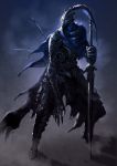  1boy armor artist_request artorias_the_abysswalker cape dark_souls full_armor helmet highres knight plate_armor solo souls_(from_software) sword weapon 