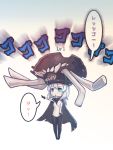  1girl bodysuit cape chibi gloves green_eyes hat kantai_collection long_hair open_mouth pale_skin remana shinkaisei-kan silver_hair solo translated wo-class_aircraft_carrier 