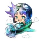  1boy airplane aviator_cap az_(kroneko007) blue_hair chibi gloves goggles goggles_on_head green_eyes jojo_no_kimyou_na_bouken joseph_joestar_(young) solo 