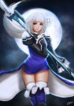  1girl bravely_second flower gloves grimmway highres magnolia_arch polearm solo weapon 