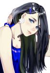  1girl black_hair blue_eyes hair_ornament hairclip long_hair original rokamo setsuko_(kose) snowflake_earrings 