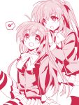  2girls futaki_kanata little_busters!! monochrome multiple_girls saigusa_haruka satomi_yoshitaka school_uniform siblings sisters striped striped_legwear twins 
