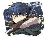  1boy blue_eyes blue_hair breath clannad coat fur_trim okazaki_tomoya scarf short_hair takumi_(scya) 