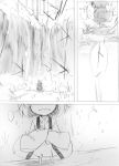  1girl ahoge aikura_(twilight_dusk) chibi comic crossed_arms damage_control_goddess_(kantai_collection) fairy_(kantai_collection) happi headband kantai_collection monochrome ocean short_hair silent_comic wavy_mouth 