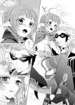  1boy 1girl ahoge blush braid cape carrying comic fire_emblem fire_emblem:_kakusei gloves jerome_(fire_emblem) long_hair mask monochrome nn_(fire_emblem) pointy_ears short_hair translated tsukino_omame twin_braids 