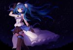  1girl 7th_dragon_2020 bare_arms bare_shoulders blue_eyes blue_hair brown_gloves brown_legwear gloves hair_ornament hatsune_miku long_hair meng_xiao_jiong night overskirt shirt skirt sky solo star_(sky) starry_sky thigh-highs twintails very_long_hair vocaloid wrist_ribbon zettai_ryouiki 