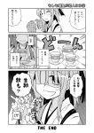  2girls :d ^_^ amasawa_natsuhisa blush box carrying closed_eyes comic gift gift_box hachimaki headband japanese_clothes kantai_collection kongou_(kantai_collection) long_hair monochrome multiple_girls muneate nontraditional_miko open_mouth smile tea_set teapot translated yandere zuihou_(kantai_collection) 