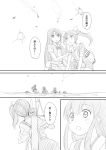  6+girls akagi_(kantai_collection) chikuma_(kantai_collection) comic japanese_clothes kaga_(kantai_collection) kantai_collection long_hair machinery military military_uniform monochrome multiple_girls open_mouth quiver ri-class_heavy_cruiser shimazaki_kazumi shinkaisei-kan side_ponytail tasuki tone_(kantai_collection) torn_clothes translated twintails uniform wo-class_aircraft_carrier 