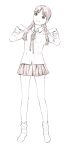  1girl braid monochrome original sketch skirt socks solo traditional_media twin_braids yoshitomi_akihito 