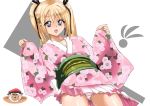  1girl bayman_(doa) blonde_hair dead_or_alive dead_or_alive_5 japanese_clothes kimono long_hair marie_rose panties tanaka_hitoriaruki twintails underwear violet_eyes 