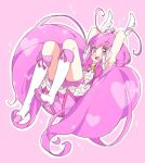  1girl :d bike_shorts blush boots choker cure_happy head_wings hoshizora_miyuki long_hair magical_girl open_mouth pink_eyes pink_hair pink_skirt precure shorts_under_skirt skirt smile smile_precure! solo sorakuu tiara twintails very_long_hair white_boots 