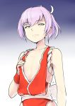  1girl anger_vein aqua_eyes bare_shoulders cosplay ebizome flat_chest grimace kantai_collection king_of_fighters namesake oversized_clothes pink_hair shiranui_(kantai_collection) shiranui_mai shiranui_mai_(cosplay) short_hair snk solo 