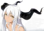  1girl camisole from_above horns long_hair looking_at_viewer miruto_netsuki original simple_background solo white_background white_hair yellow_eyes 