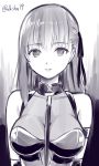  1girl bare_shoulders breasts bust fate/stay_night fate_(series) kase_daiki looking_at_viewer matou_sakura monochrome sketch solo twitter_username 