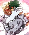  2boys blonde_hair blush gamagoori_ira green_hair grin highres hug kill_la_kill multiple_boys roco617 sanageyama_uzu smile yaoi 