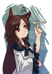  1girl animal_ears bone brooch brown_hair dog dress finger_twirl hashiro heart imaizumi_kagerou jewelry long_hair pout red_eyes solo touhou wolf_ears 