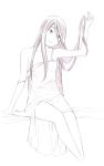  1girl dress long_hair monochrome original sketch solo traditional_media yoshitomi_akihito 