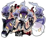 artist_name chandelure glowing glowing_eyes highres lampent litwick looking_at_viewer no_humans pokemon pokemon_(creature) sido_(slipknot) simple_background white_background 