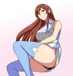  bare_shoulders brown_hair green_eyes gundam gundam_build_fighters gundam_build_fighters_try headset kamiki_mirai koujun_(mugenzero) thigh-highs 