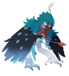  alternate_color arrow_(projectile) ch_walnut closed_mouth decidueye full_body highres holding holding_arrow looking_at_viewer no_humans pokemon pokemon_(creature) pokemon_focus shiny_pokemon simple_background solo white_background yellow_eyes 