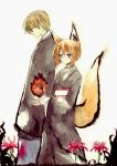  animal_ears blue_eyes brown_hair choker fox_ears fox_tail haori japanese_clothes kimono short_hair tactics tail yoko_(tactics) 
