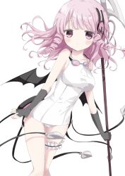  15_mi1k 1girl absurdres blush breasts bunny_headphones drill_hair fingerless_gloves frilled_thigh_strap glaive_(polearm) gloves goggles goggles_around_neck headphones highres long_hair magical_girl mahou_shoujo_ikusei_keikaku mahou_shoujo_ikusei_keikaku_unmarked multiple_girls one-piece_swimsuit pink_eyes pink_hair polearm school_swimsuit solo swim_swim swimsuit thigh_strap violet_eyes weapon white_one-piece_swimsuit wings 