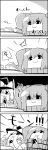  /\/\/\ 4koma bucket comic eating food grill hair_bobbles hair_ornament hat hibachi_(object) highres in_bucket in_container kirisame_marisa kisume mochi monochrome multiple_girls smile steam tani_takeshi touhou translated twintails wagashi witch_hat 