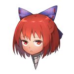  1girl bobomaster bow disembodied_head drill hair_bow lowres red_eyes redhead sekibanki short_hair solo tengen_toppa_gurren_lagann touhou 